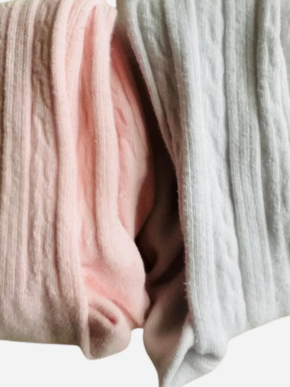 Cable Knit BABY TIGHTS Pink White 12-24 Months